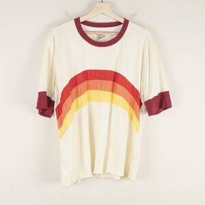 Camp Collection Over The Rainbow Cream Maroon Cotton Blend Short Sleeve Tee 4XL